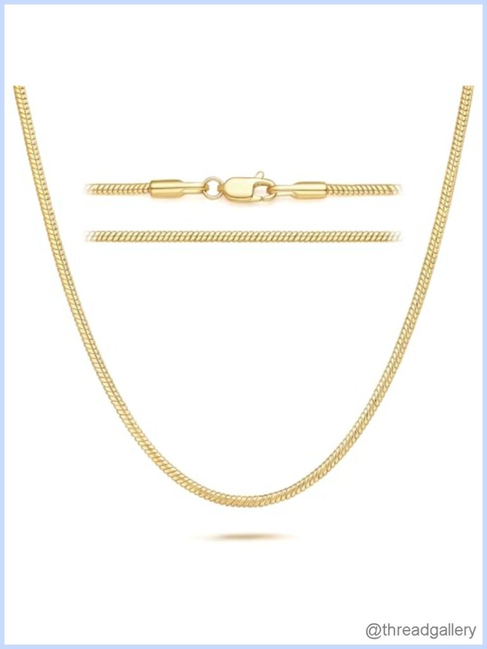 14k Gold Plated Snake Chain Necklace 18in Lobster Clasp Polished